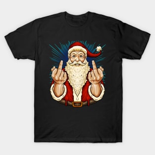 Santa Middle Finger Flip Off | St. Nick Christmas T-Shirt